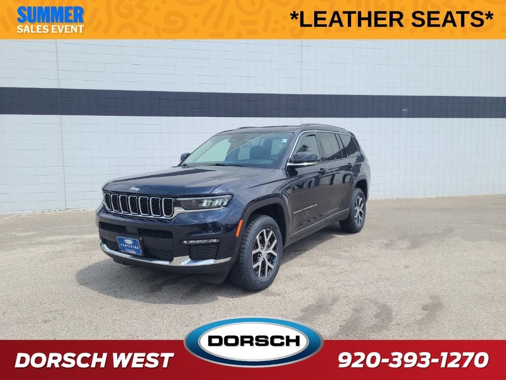 2023 Jeep Grand Cherokee L Limited in Midnight Sky — front three-quarter view