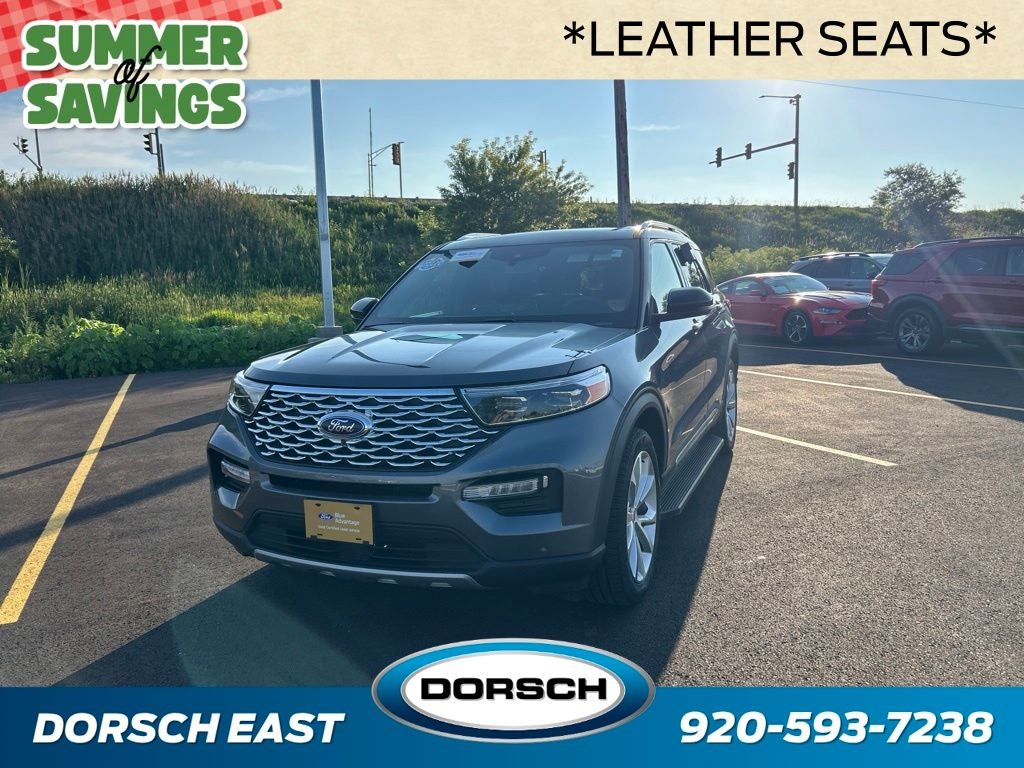 2024 Ford Explorer Platinum in Carbonized Gray Metallic — front three-quarter view