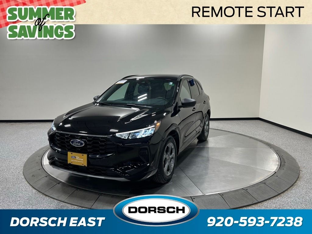 2024 Ford Escape ST-Line in Agate Black Metallic — front three-quarter view