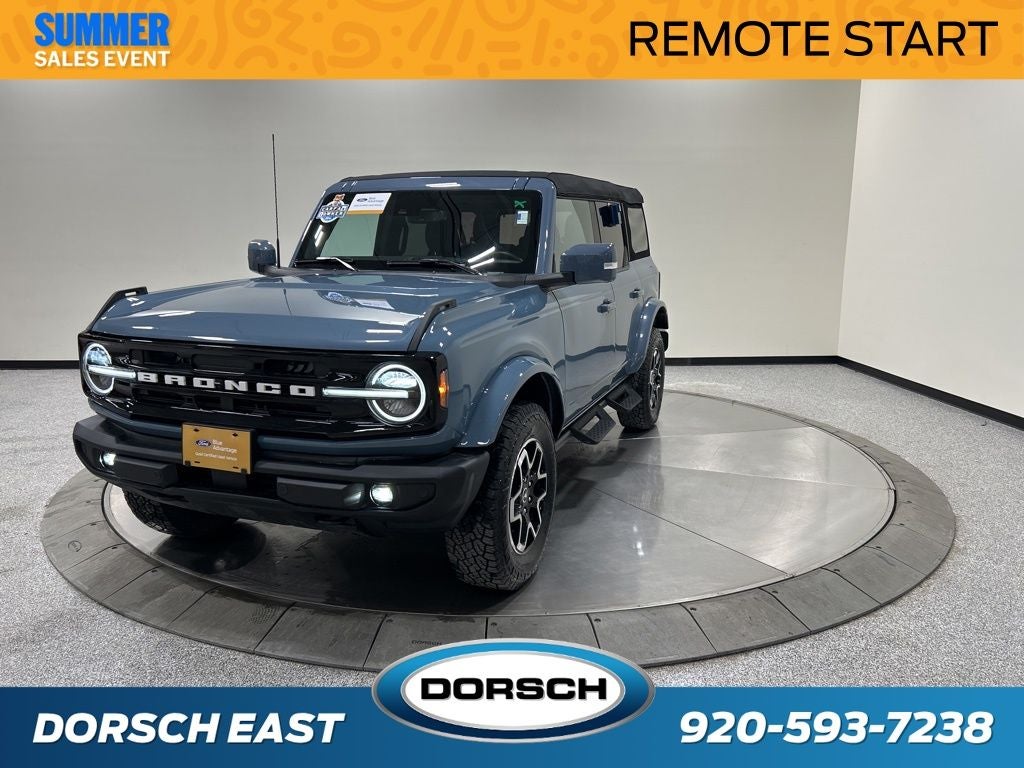 2023 Ford Bronco Outer Banks in Azure Gray Metallic Tri-Coat — front three-quarter view