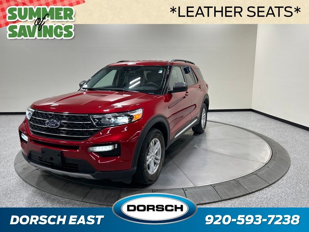 2024 Ford Explorer XLT in Rapid Red Metallic Tinted Clearcoat — front three-quarter view