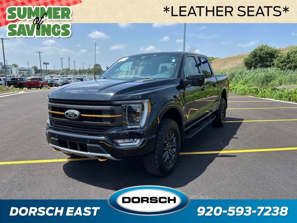 2022 Ford F-150 Tremor in Agate Black Metallic — front three-quarter view