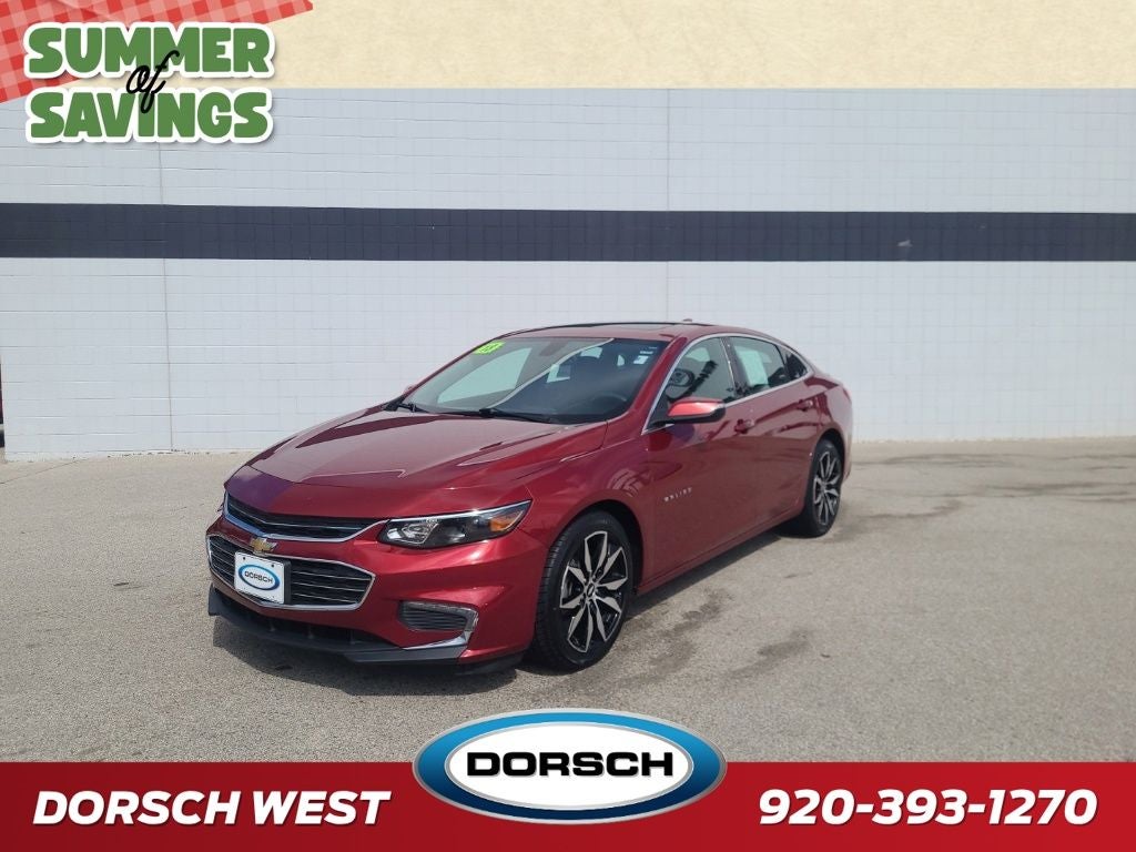 2018 Chevrolet Malibu LT in Cajun Red Tintcoat — front three-quarter view