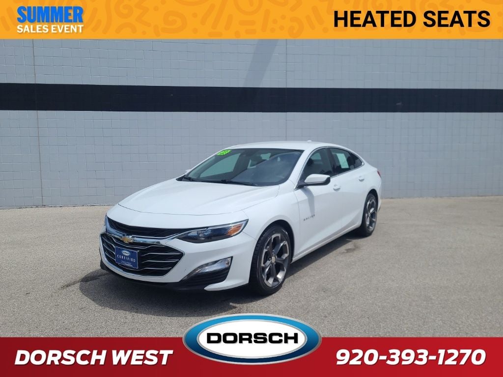 2023 Chevrolet Malibu LT 1LT in Summit White — front three-quarter view