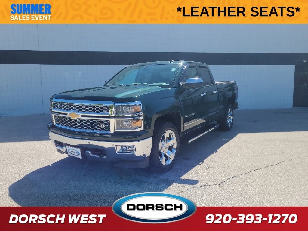 2014 Chevrolet Silverado 1500 LTZ 1LZ in Rainforest Green Metallic — front three-quarter view