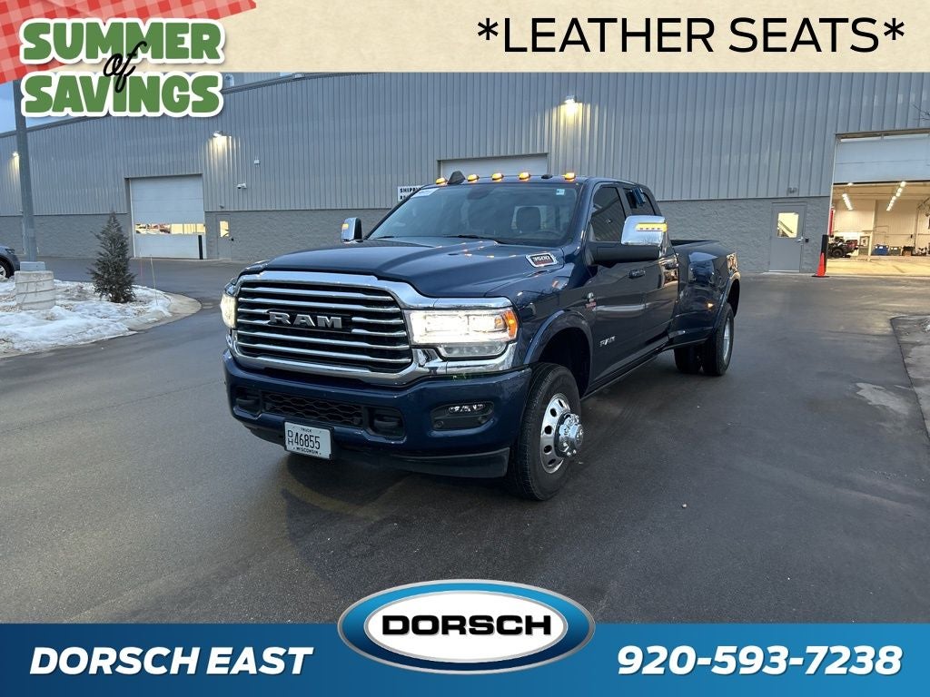 2024 RAM 3500 Limited Longhorn in Patriot Blue Pearlcoat — front three-quarter view