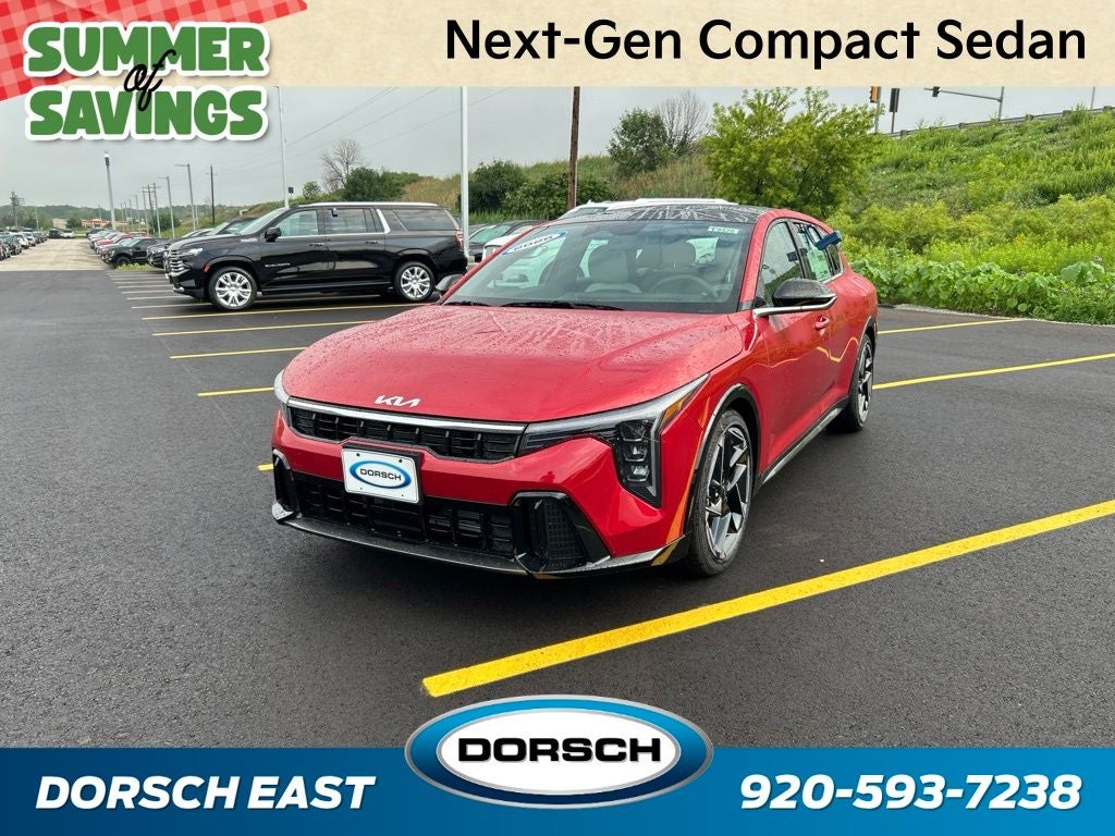 2026 Kia K4 GT-Line in Currant Red — front three-quarter view