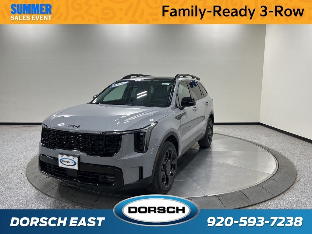 2026 Kia Sorento X-Line EX in Wolf Gray — front three-quarter view