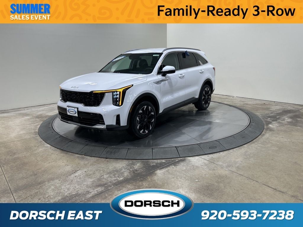 2026 Kia Sorento EX in Glacial White Pearl — front three-quarter view