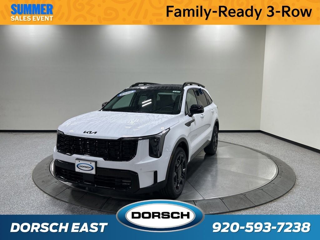 2026 Kia Sorento X-Line EX in Glacial White Pearl — front three-quarter view