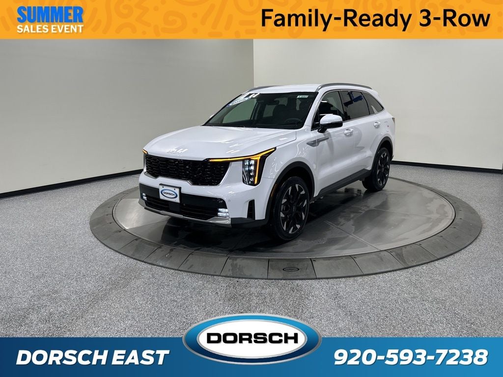 2026 Kia Sorento EX in Glacial White Pearl — front three-quarter view