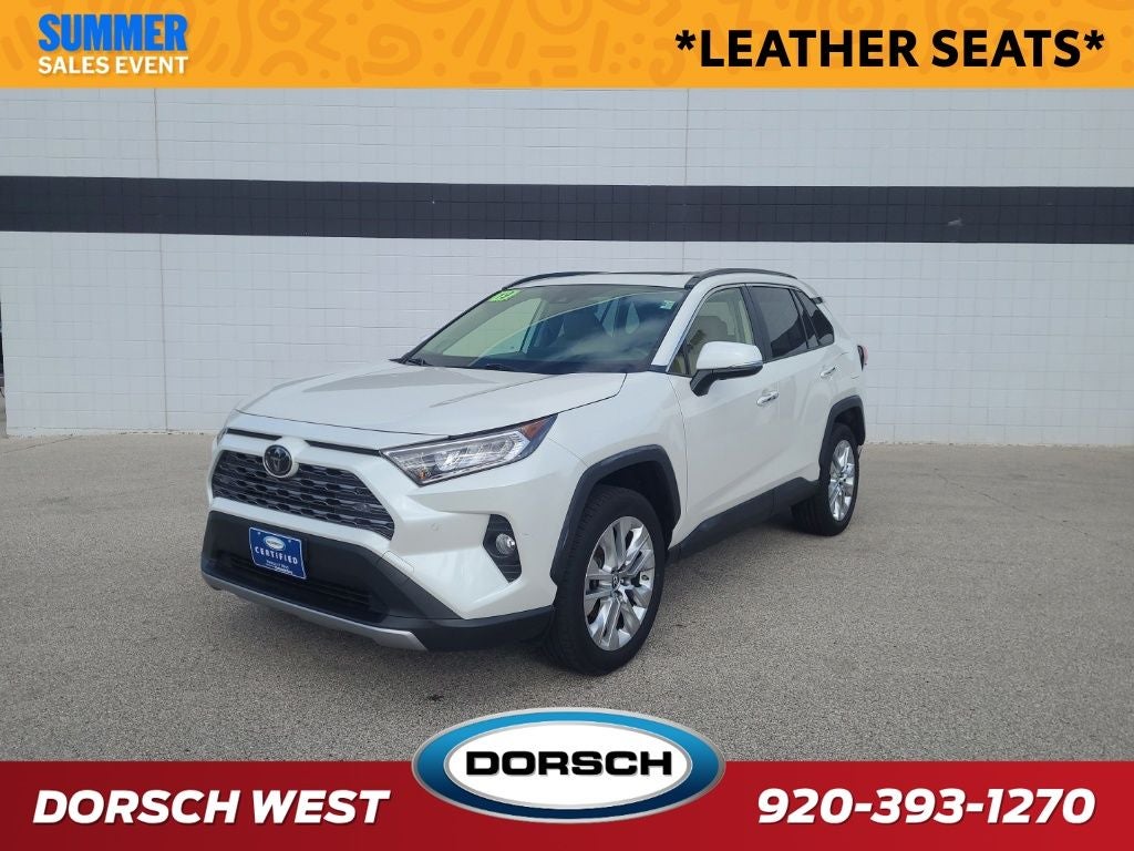2019 Toyota RAV4 Limited in Blizzard Pearl — front three-quarter view